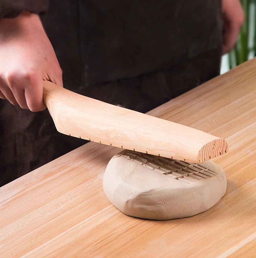 

38 см Керамические инструменты Текстурированная глиняная плита Большая грязевая плита с текстурой Молоток для грязи из бревен Керамический инструмент для моделирования Большая деревянная грязевая плита