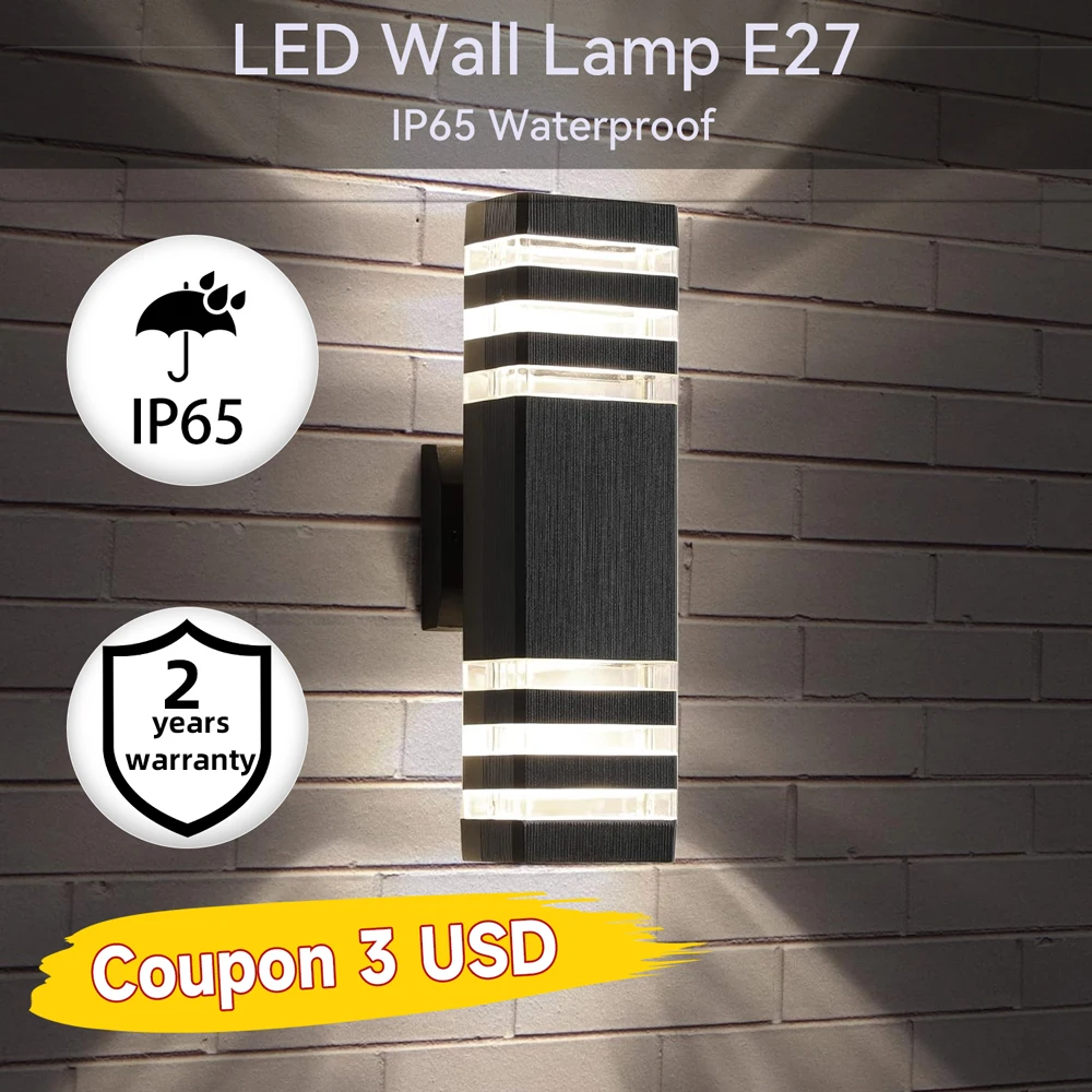 New Led Wall Lamp E27 Bulb Socket Outdoor Waterproof Decorative Light Fixture Doorway Lighting Exterior Entrance Lights