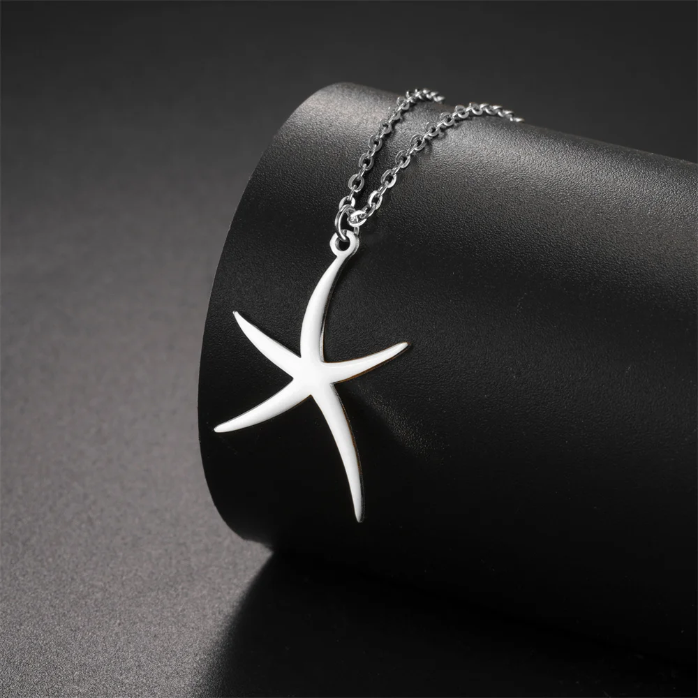 My Shape Starfish Necklaces Stainless Steel Pendants Choker Chain Neck Chain Bohemian Jewelry Summer Beach Girl Gifts Vacation