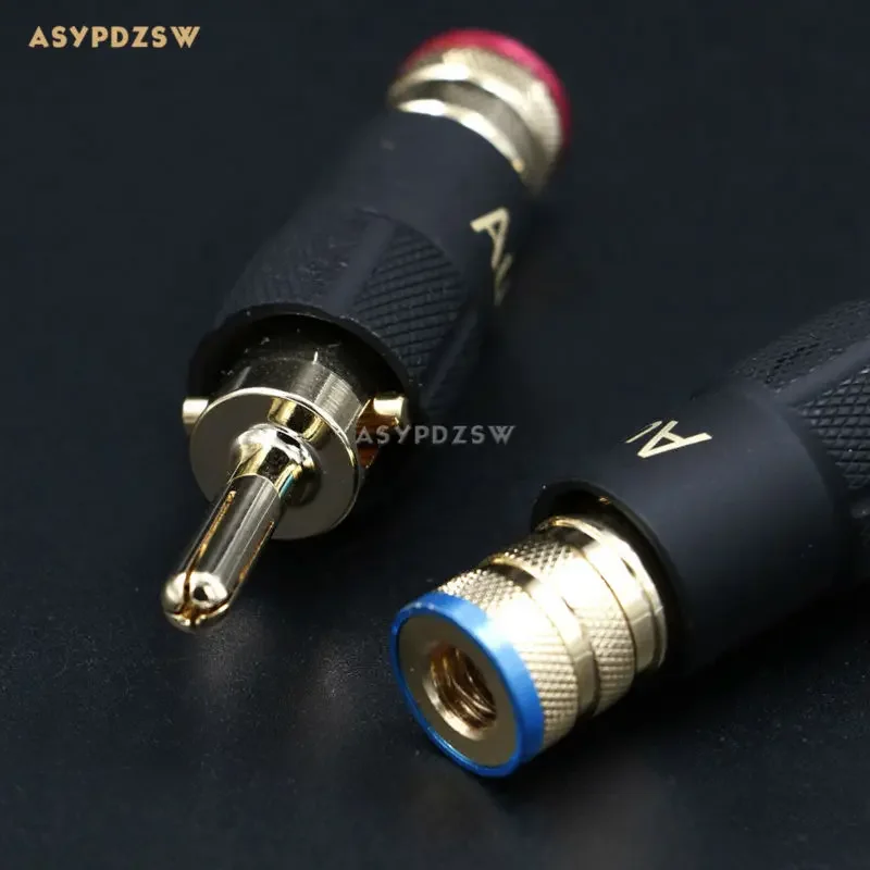 1 Pair Audiophile HIFI Pure copper gold-plated 5mm banana plug Amplifier Speaker terminal Male plug with lock