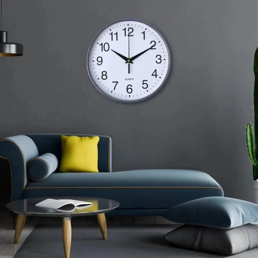 Modern 8 Inch Round Wall Clocks Easy-to-read Battery Operated Wall Mounted Clock Accurate Numerals Hanging Clock Living Room