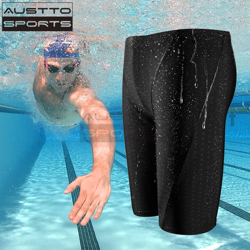 Austto Men's Swimming Truck Swim Jammer Swimsuit  Athletic Swimming Pants Shorts