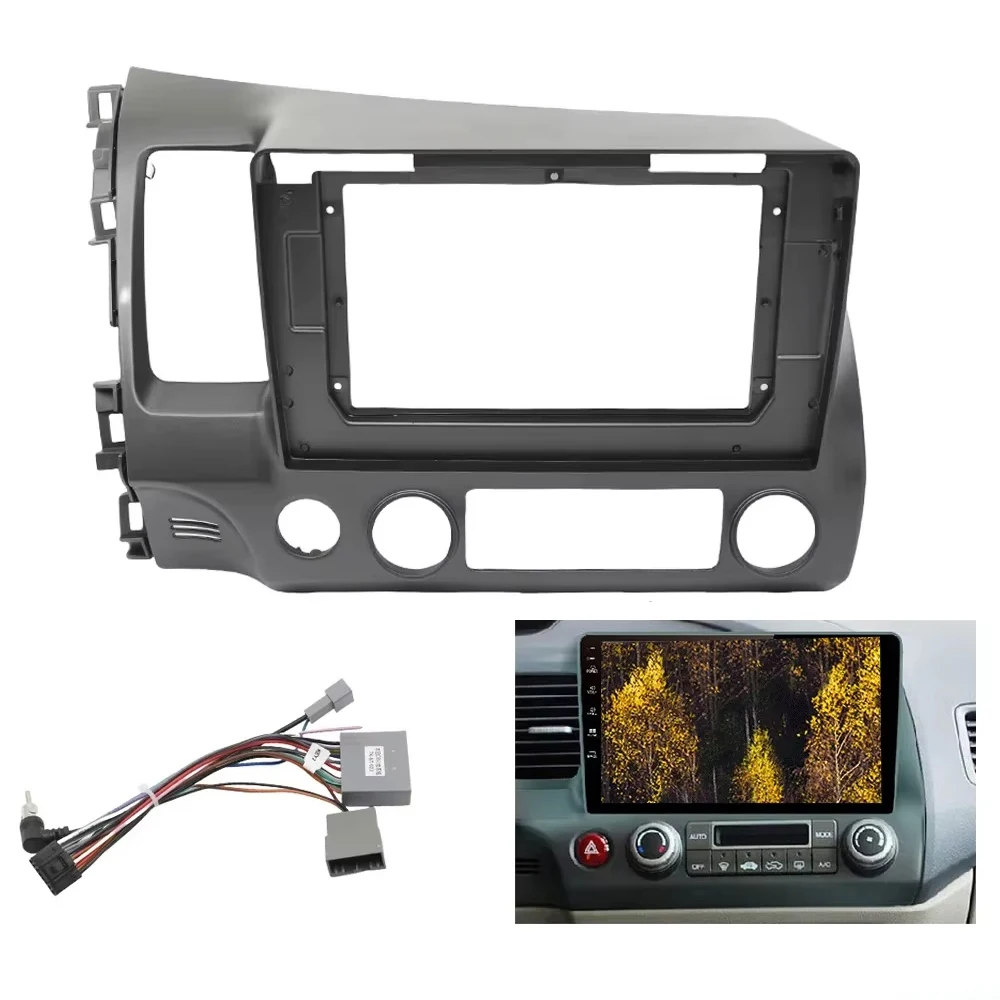 2006-2011 10,1 pulgadas marco de DVD para coche Kits de ajuste de tablero de Audio Panel Facia reproductor de Radio pantalla 2 Din para HONDA CIVIC estéreo izquierdo