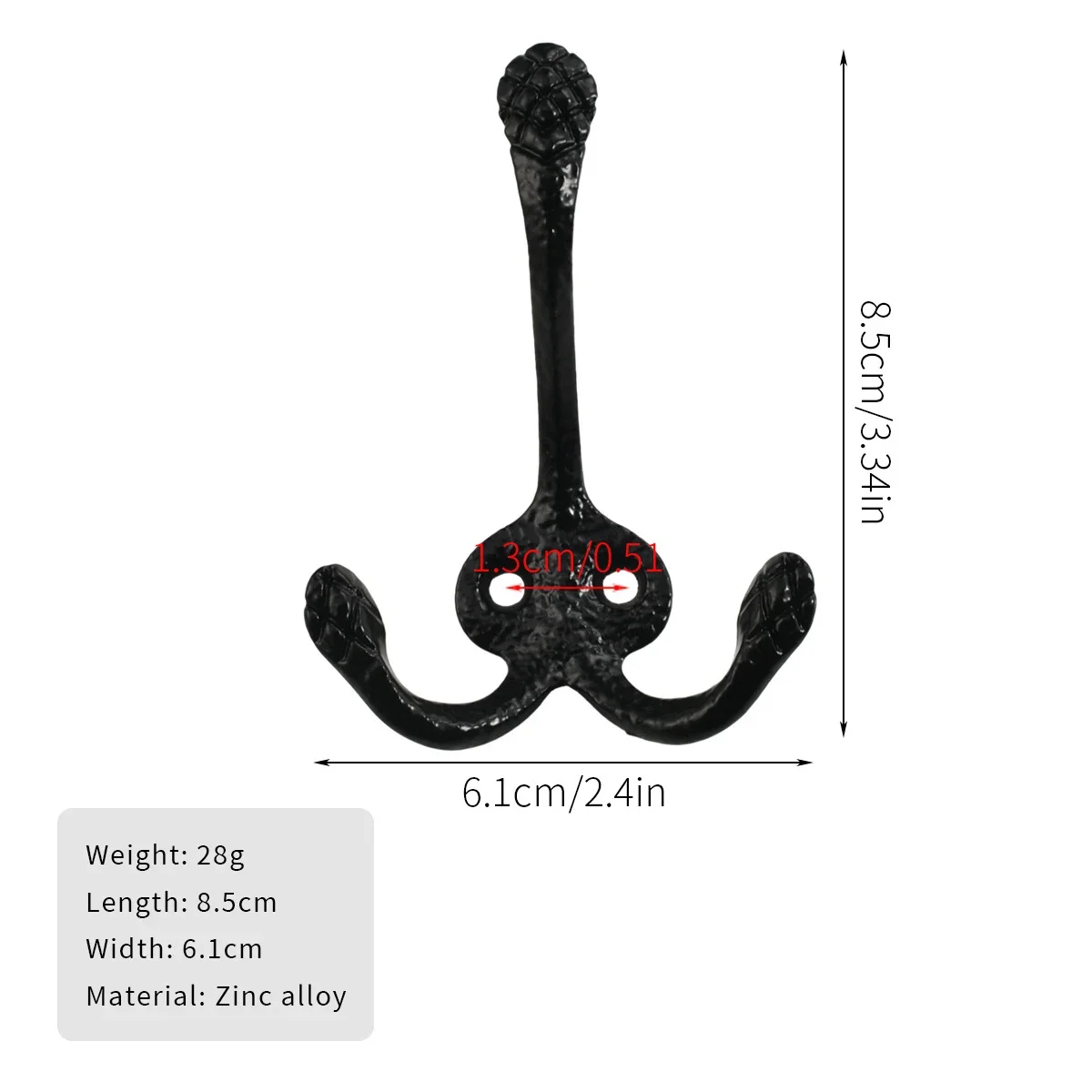 Antique Hooks, Cabinets, Wardrobes, Black Zinc Alloy Hooks, Double Hooks, Classic Patterns, Double Hooks, Exquisite Design