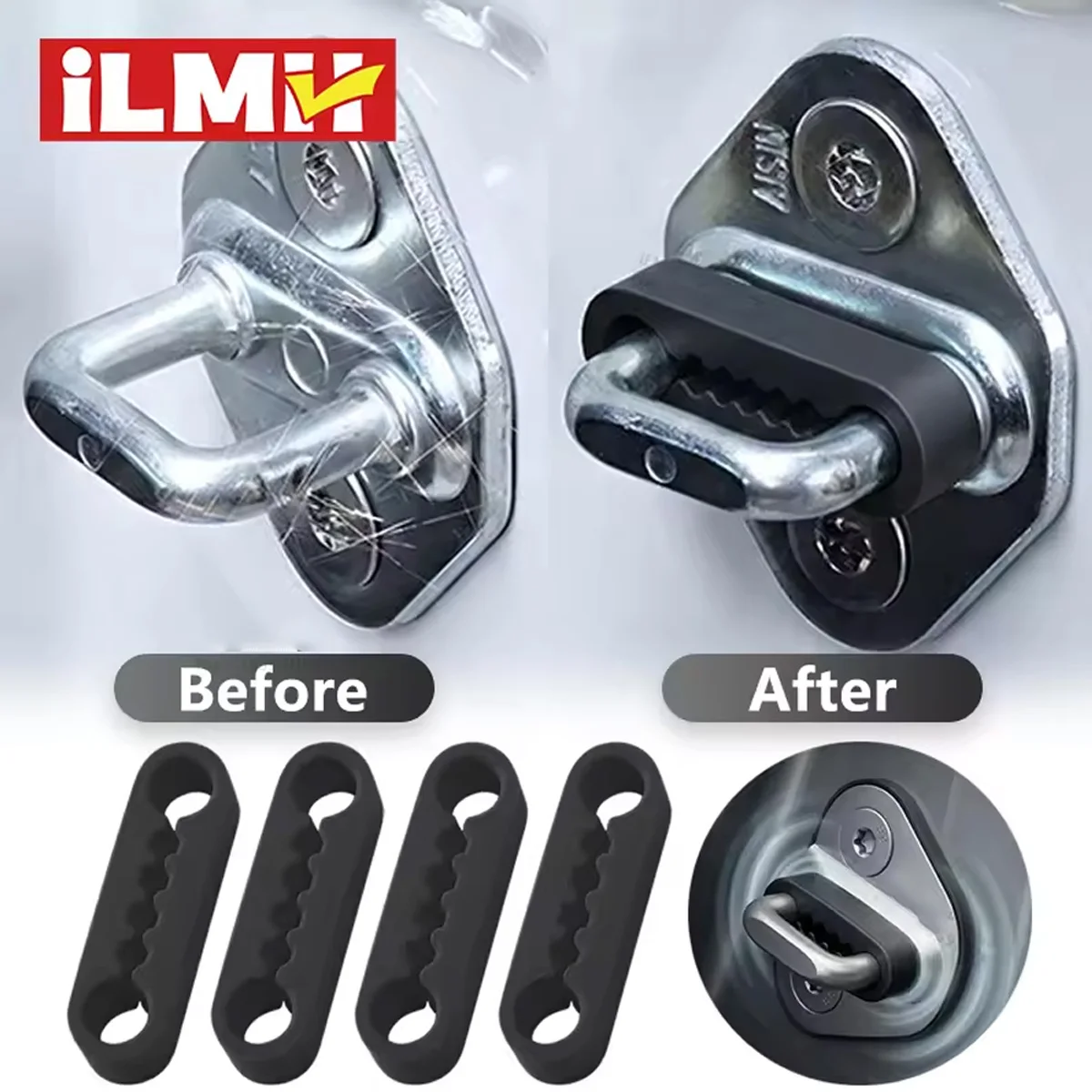 Silicone Car Door Lock Cover Pad, universal Shock Absorber, Sound Damper, Suitable for Car Door Locks, Scratch Resistant.