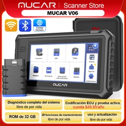 MUCAR VO6 OBD2 escáner todos los sistemas de diagnóstico con 28 reinicio Auto VIN/IMMO/EPB/BMS/SAS/ABS/TPMS servicio actualización gratuita de por vida 32GB