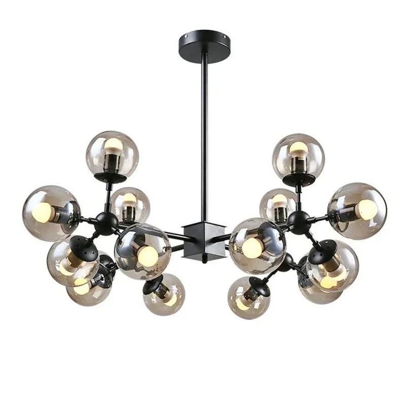 

Modern Vintage LED Pendant Lamp Dining Room Furniture Industrial Loft Iron Droplight Glass Round Ball Classic Luminaria Lights