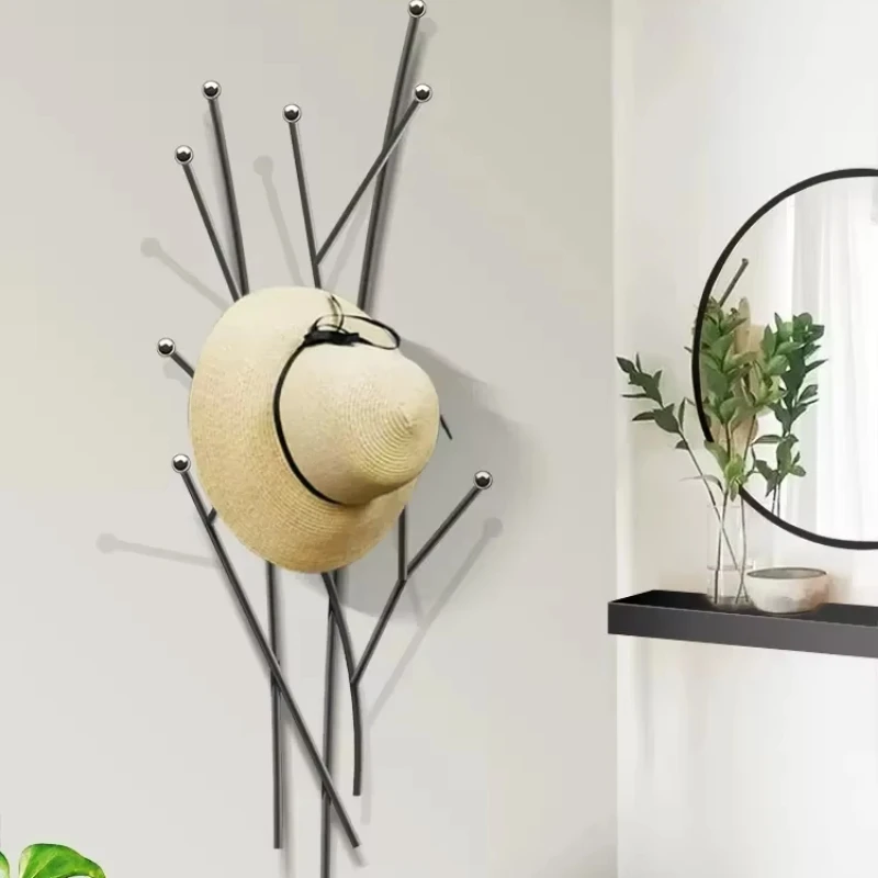 Nordic Light Luxury Entrance Metal Coat Rack Creative Wall Hooks Simple Living Room Bedroom Clothes Hanger Storage Rack