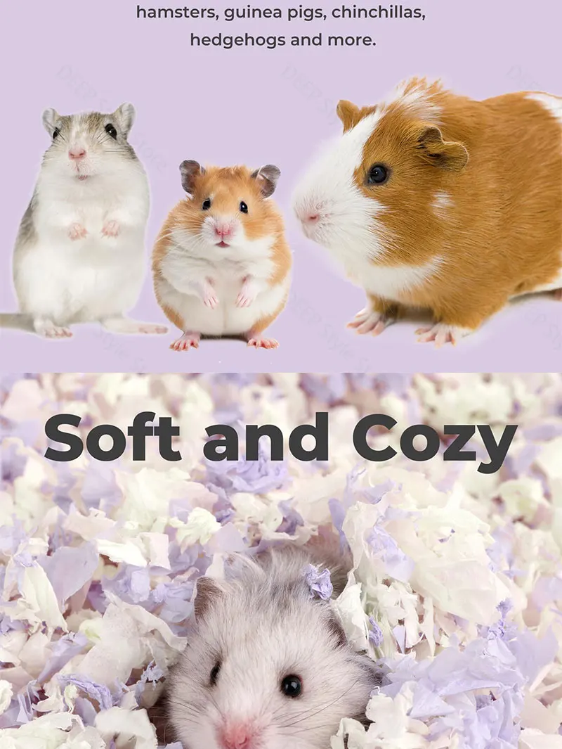 10L/400g Gemütliche Hamsterstreu: Saugfähiges & Geruchskontrollierendes Papierbaumwollmaterial für Syrische Hamster - Käfigstreu & Nestmaterial – Detail 11