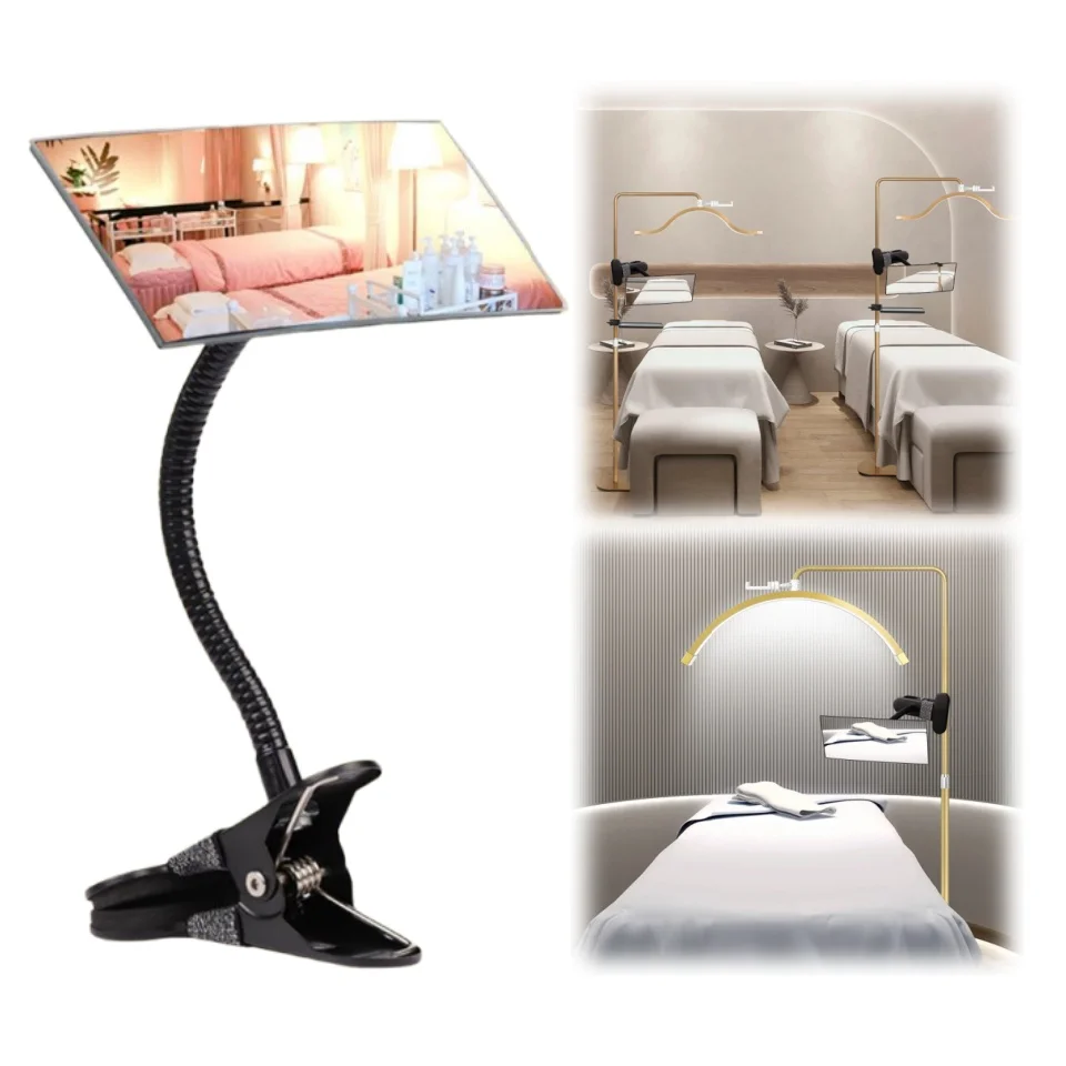 Flexible Clip-on Mirror for Salon Moonlight Eyelash Extension Clip on Computer Desk Security Rearview Office Personal Privacy