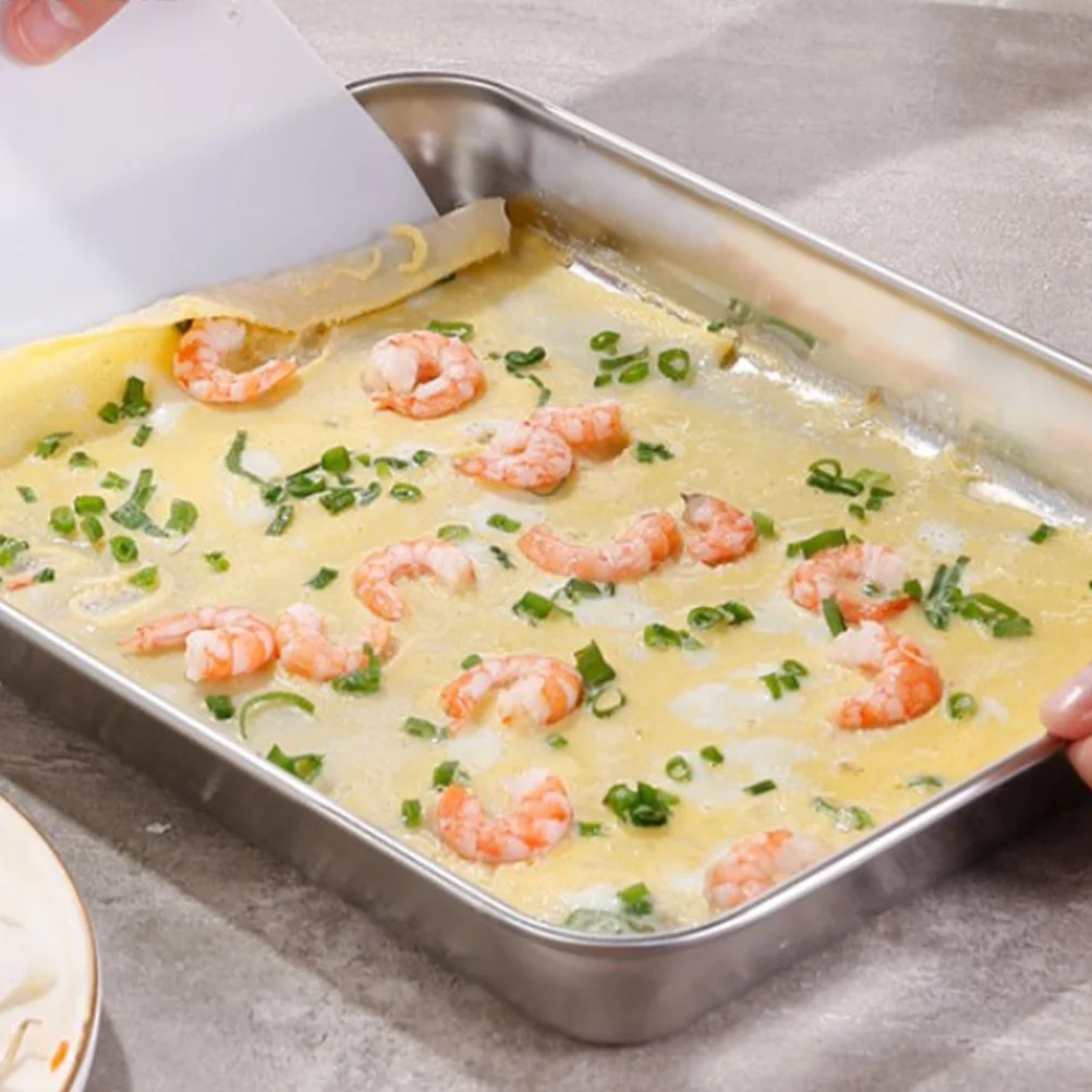 

Stainless Steel Steaming Tray Large Pan For Kitchen Baking Bbq Serving Home Restaurant Fruit Food Holder Plate