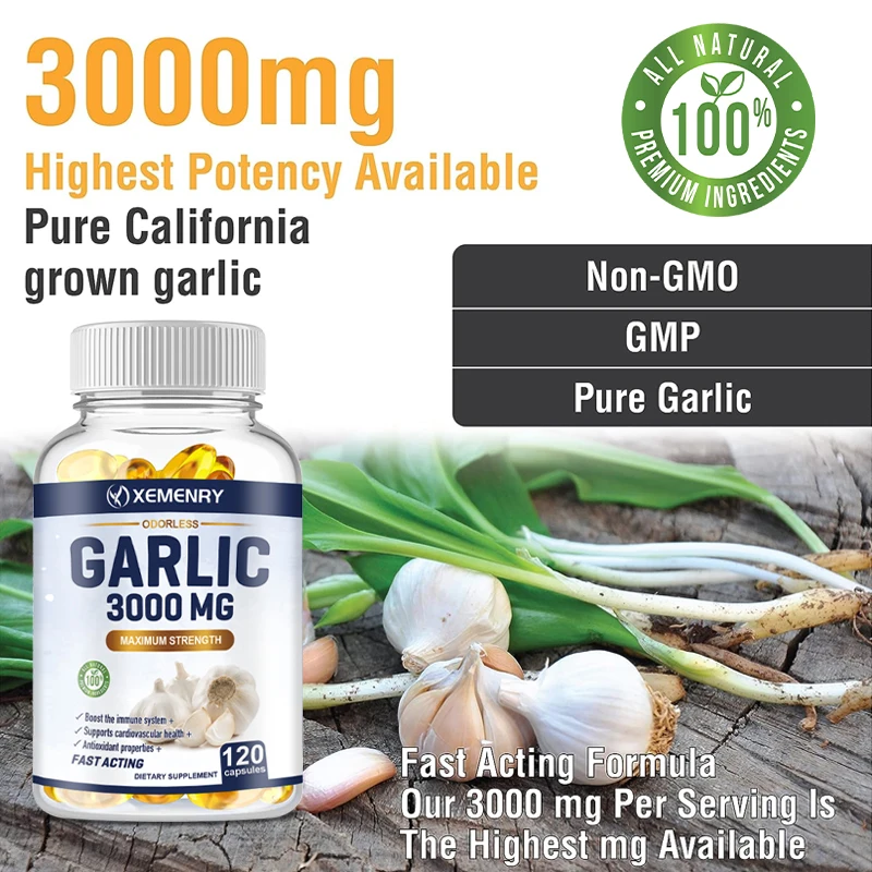 Garlic Extract Capsules - Promotes Healthy Cholesterol Levels and Supports The Immune System, Antioxidant