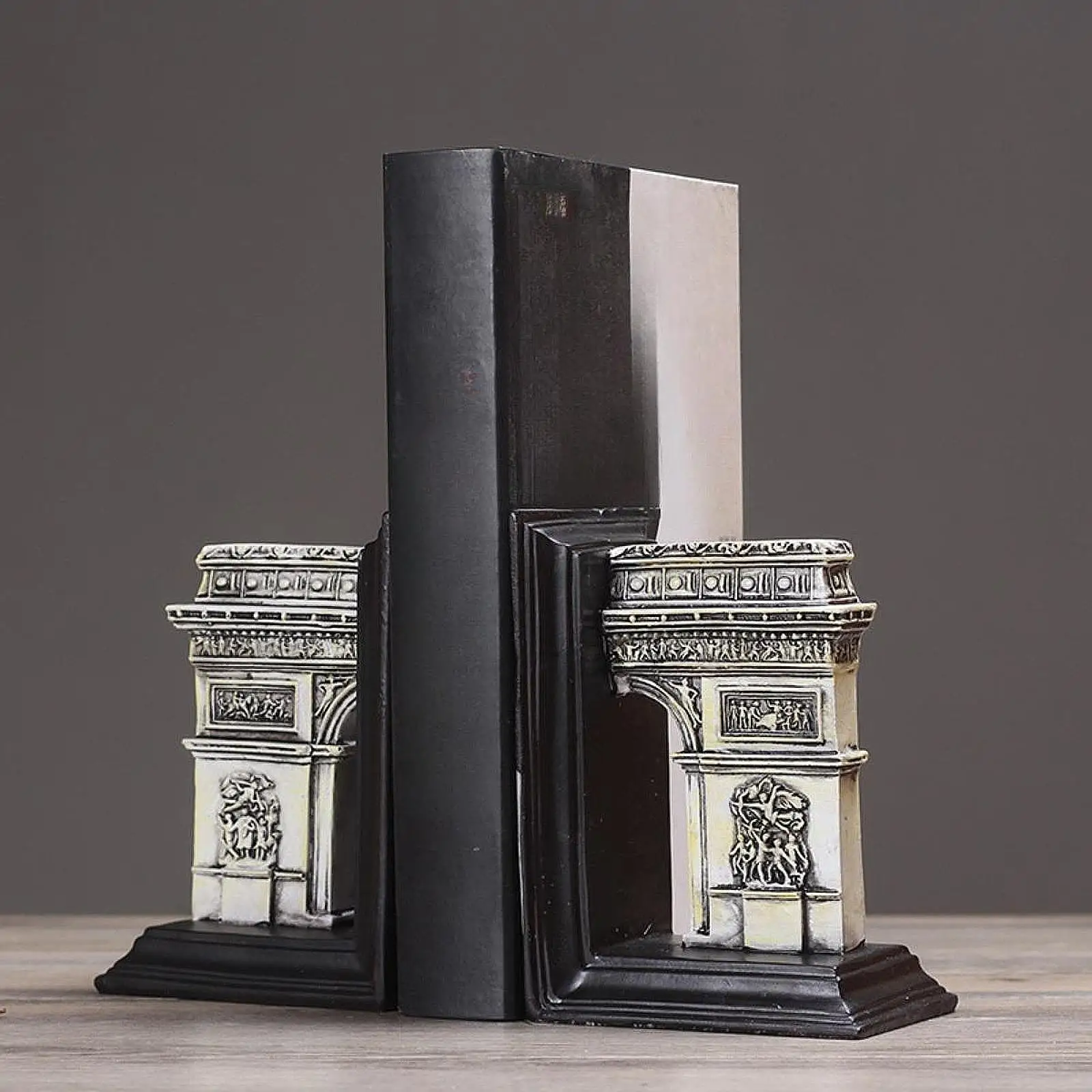 2Pcs Book Stoppers Stand Book Support Non Skid Desk Decoration Arch of Triumph Bookends for School Home Office Organizer Library