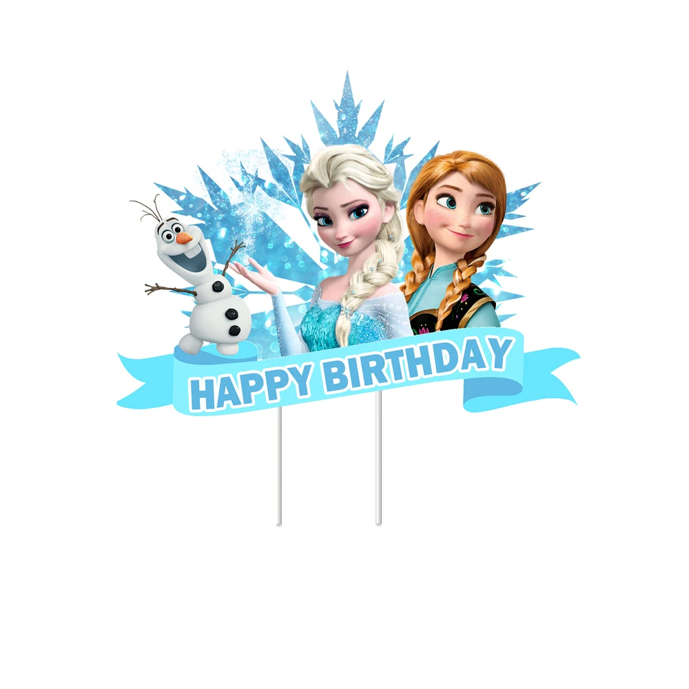 1pcs/lot Frozen Elsa Anna Princess Theme Girls Kids Favors Baby Shower Cake Topper Birthday Party Decorations Cupcake Card