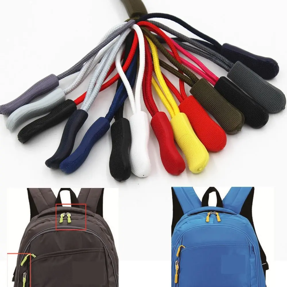 10/20pcs 9 colors Suitcase Tent Backpack Travel Clothing Ends Lock Zips Zip Puller Replacement Cord Rope Pullers Zipper Pull