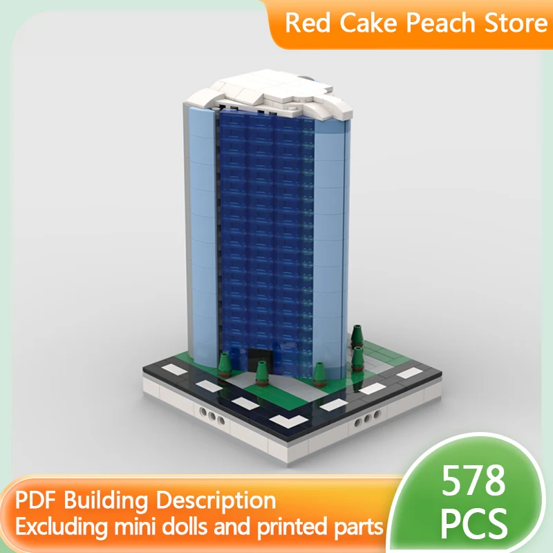 Modèle de vue de rue de ville, briques de construction MOC, architecture de bureau, technologie modulaire, cadeaux de vacances pour enfants, jouets à assembler