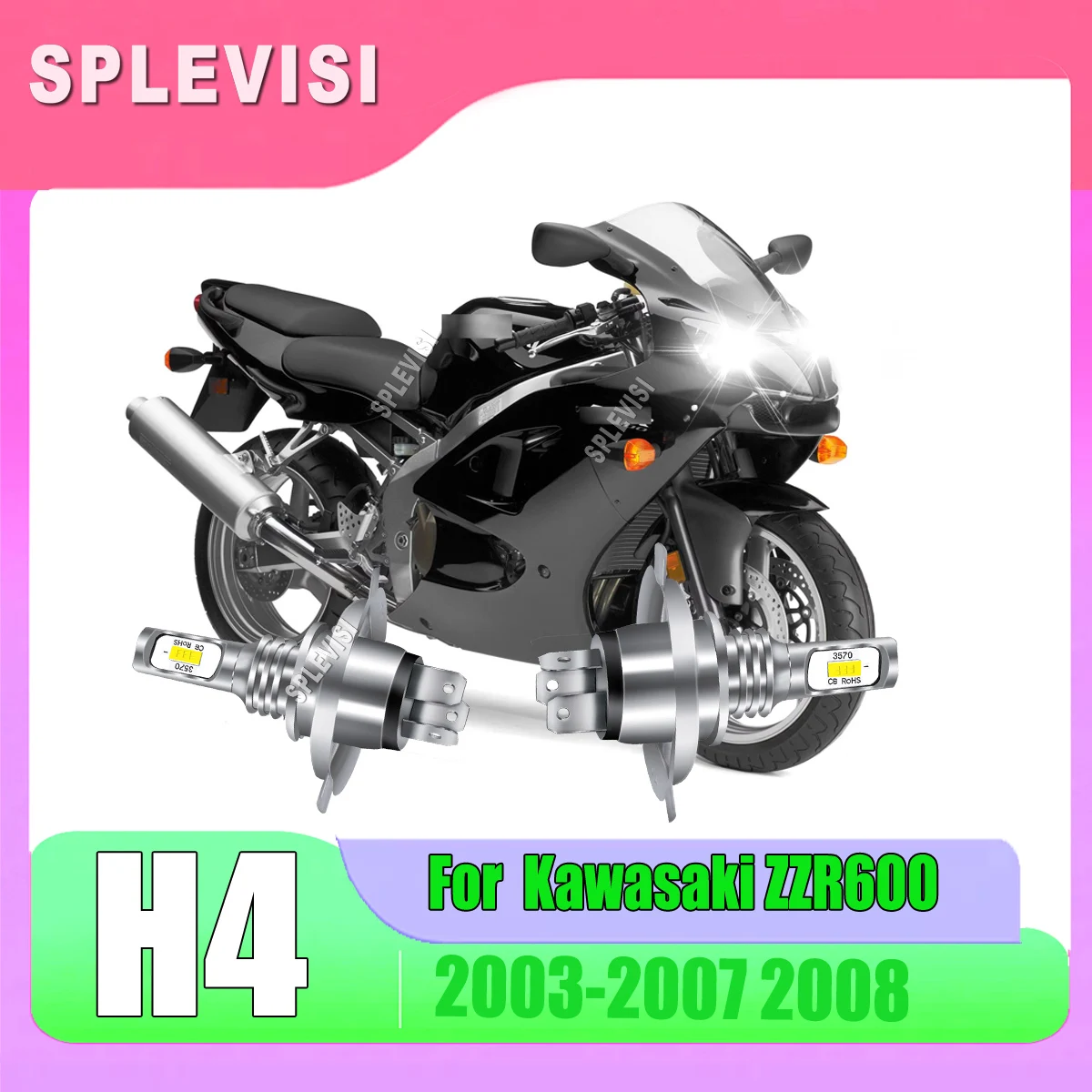 

12v 24v H4 9003 led white headlight bulbs - undergone strict ip68 waterproof For Kawasaki ZZR600 2003 2004 2005 2006 2007 2008