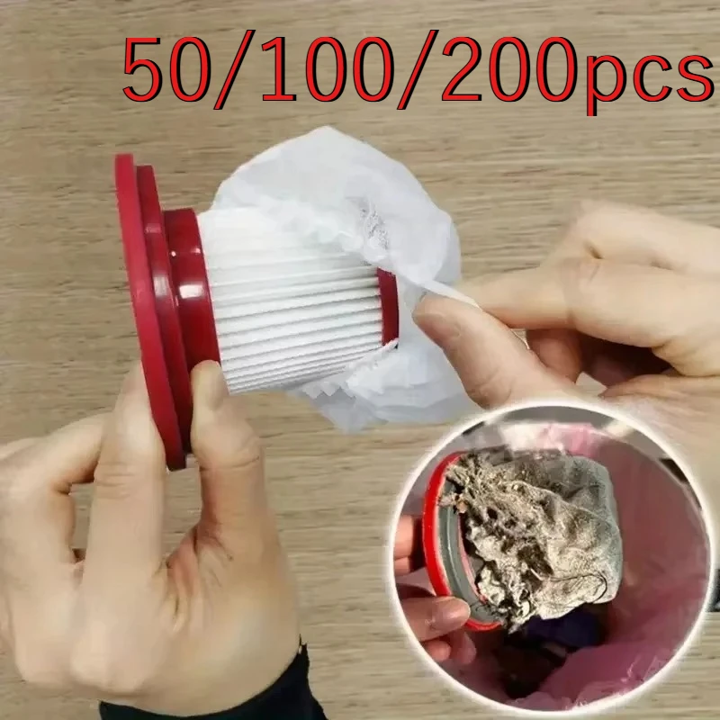 50/100pcs Disposable Vacuum Cleaner Filter Protective Cover Washable Non-woven Fabric for Handheld Vacuum Cleaner Cleaning