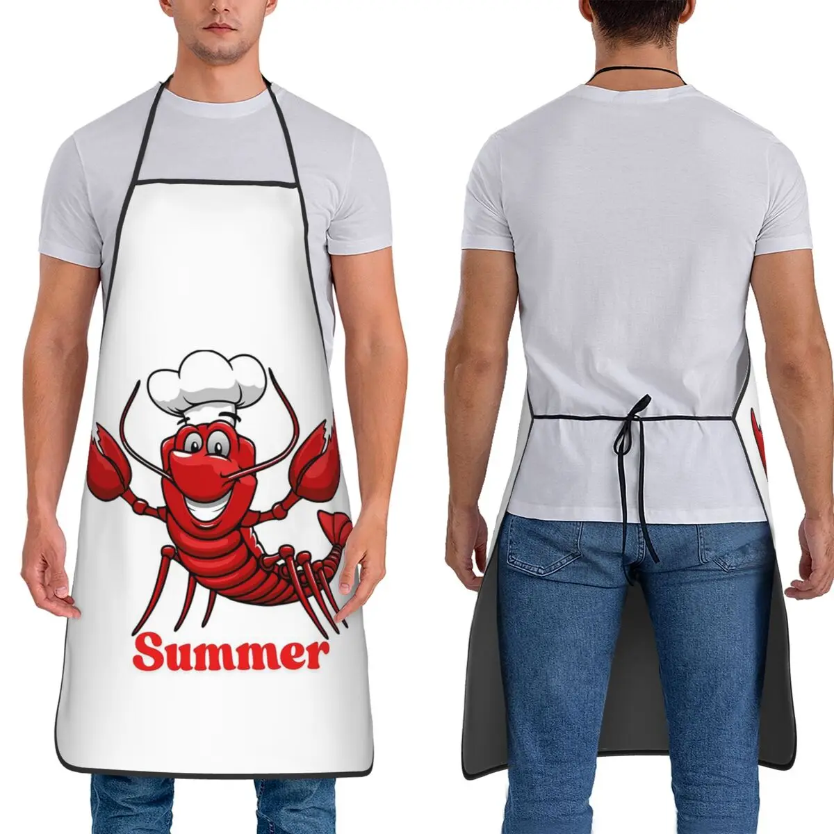 Lobster Summer Apron Chef Cooking Cuisine Tablier Sleeveless Bib Kitchen Cleaning Pinafore for Women Men Painting