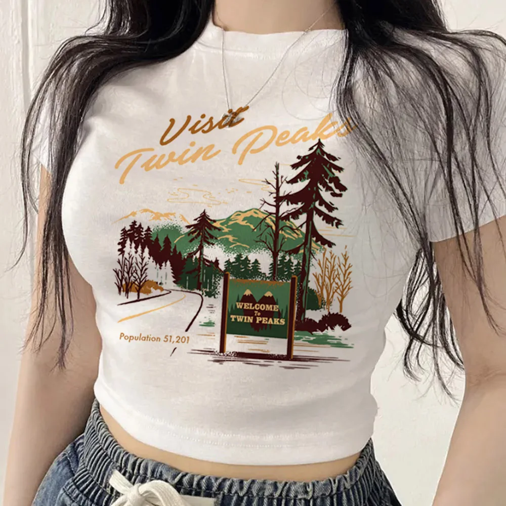 Twin Peaks Ring Owl cropped top women japanese streetwear alternative  emo t shirt cutecore cheap dollette japanese emo