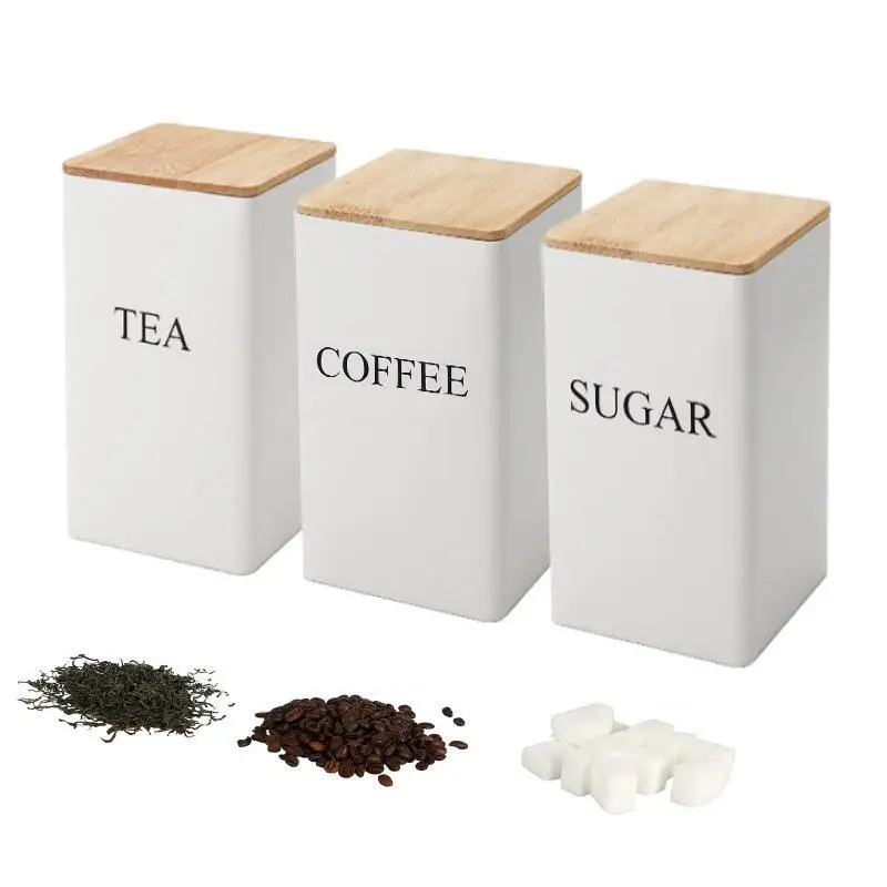 Offerta Speciale: Set di 3 Barattoli da 1L per Conservazione Caffè in Grani, Tè e Zucchero, Contenitori Sottovuoto in Ferro con Coperchio Ermetico per Cucina