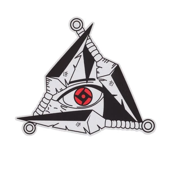 2 uds Anime Uchiha Sasuke Sharingan Shuriken pegatinas de Anime láminas para calcomanías de coche motocicleta