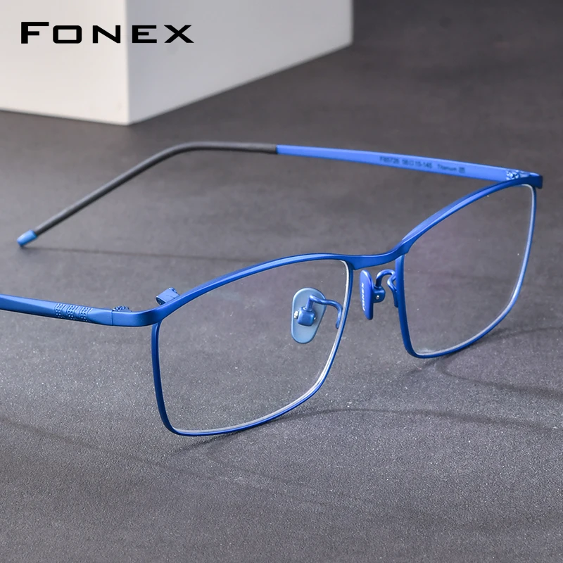 FONEX Pure Titanium Eyeglasses Frame Men New Brand Design Square Glasses Ultralight-Weight High Quality Japanese Eyewear 85726