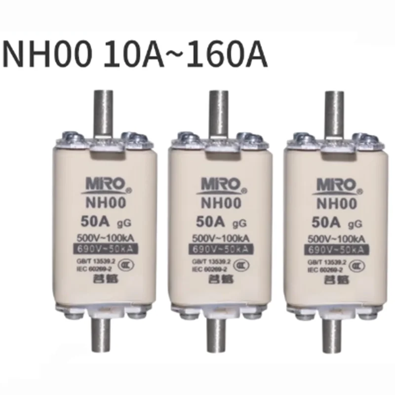 

MRO NH00 NHOO 690V gG 10A~160A square tube knife shaped contact fuse (ordinary) ceramic fuse