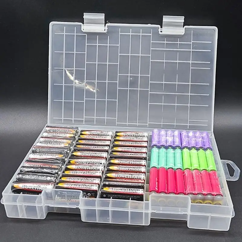 652F Plastic Battery Organize Box Holds Multiple Sizes Including AA 3A 9V Batteries
