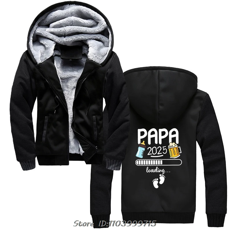 Papa 2025 Hoodie Future Dad And Mom French Texts Beer Lovers Father's Day Gift Men jacket Cotton coats Winter Casual Streetwear