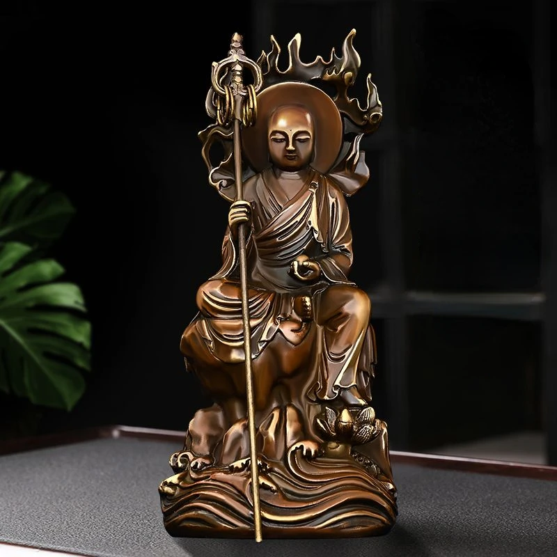 

Pure Copper Earth Treasure King Decoration Antique Jiuhua Mountain Earth Treasure Bodhisattva Statue Home Living Room Ornaments