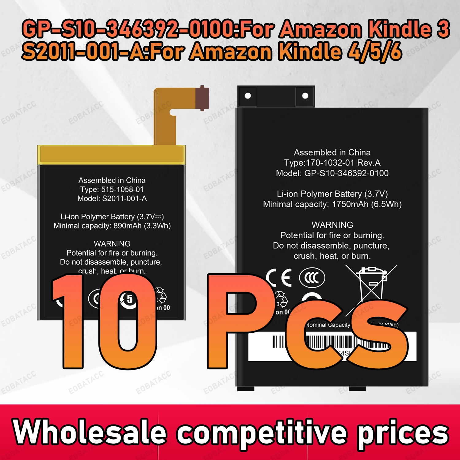 

Battery For Amazon Kindle 3 Kindle 4 5 6 MC-265360 D00901 D01100 Replacement New High Quanlity Phone Bateria