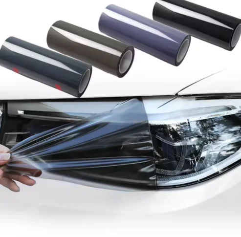 High Gloss TPU Car Headlight Protection Film 7.5mil Durable Auto Lamp Wrap with Color Changing Self Healing 5-10 Years Warranty