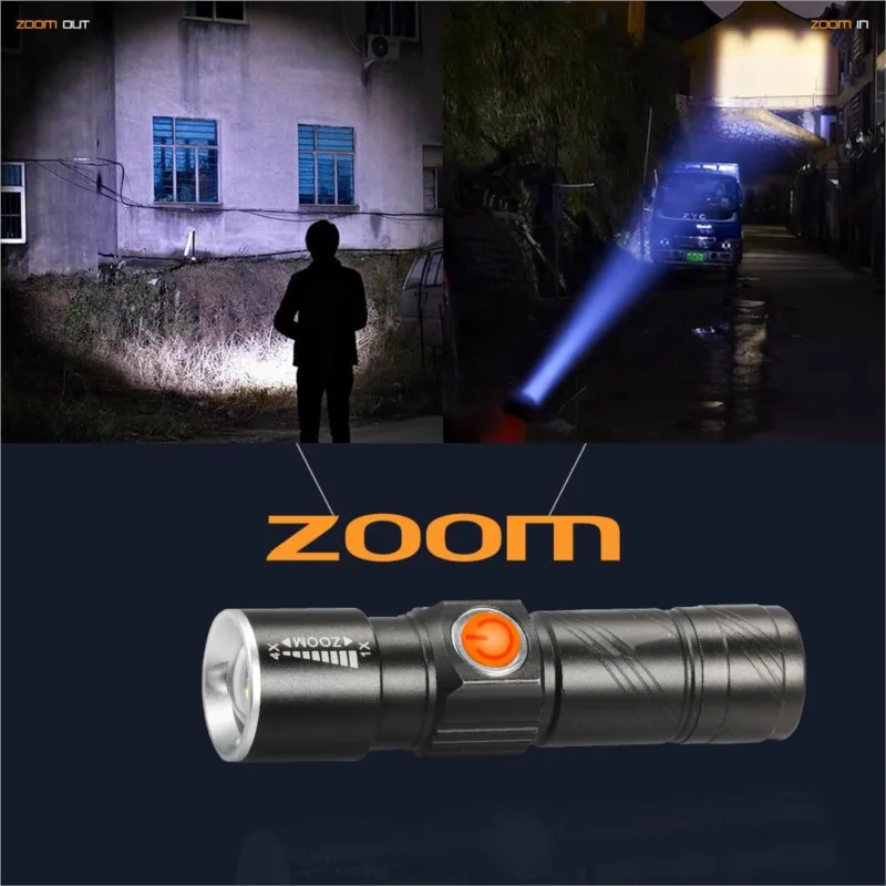 18650 battery 3 in1 8000 Lumen Bike Bicycle Light USB rechargeable LED Waterproof Super Bright Zoom Headlight Rear light MTB