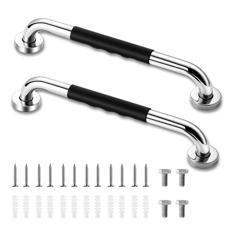 Grab Bars for Shower,2 Pack 16 Inch Anti-Slip Shower Handle with Rubber Grip, Handicap Grab Bars for Elderly for Wall-AB09