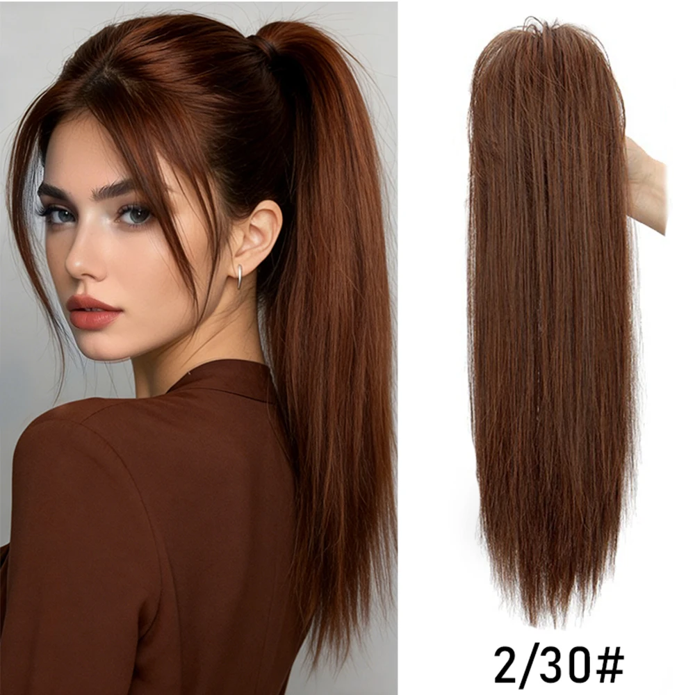 Women's Straight Hair Claw Clip, Long Ponytail Extension, Wavy Curls, Synthetic Wig Piece