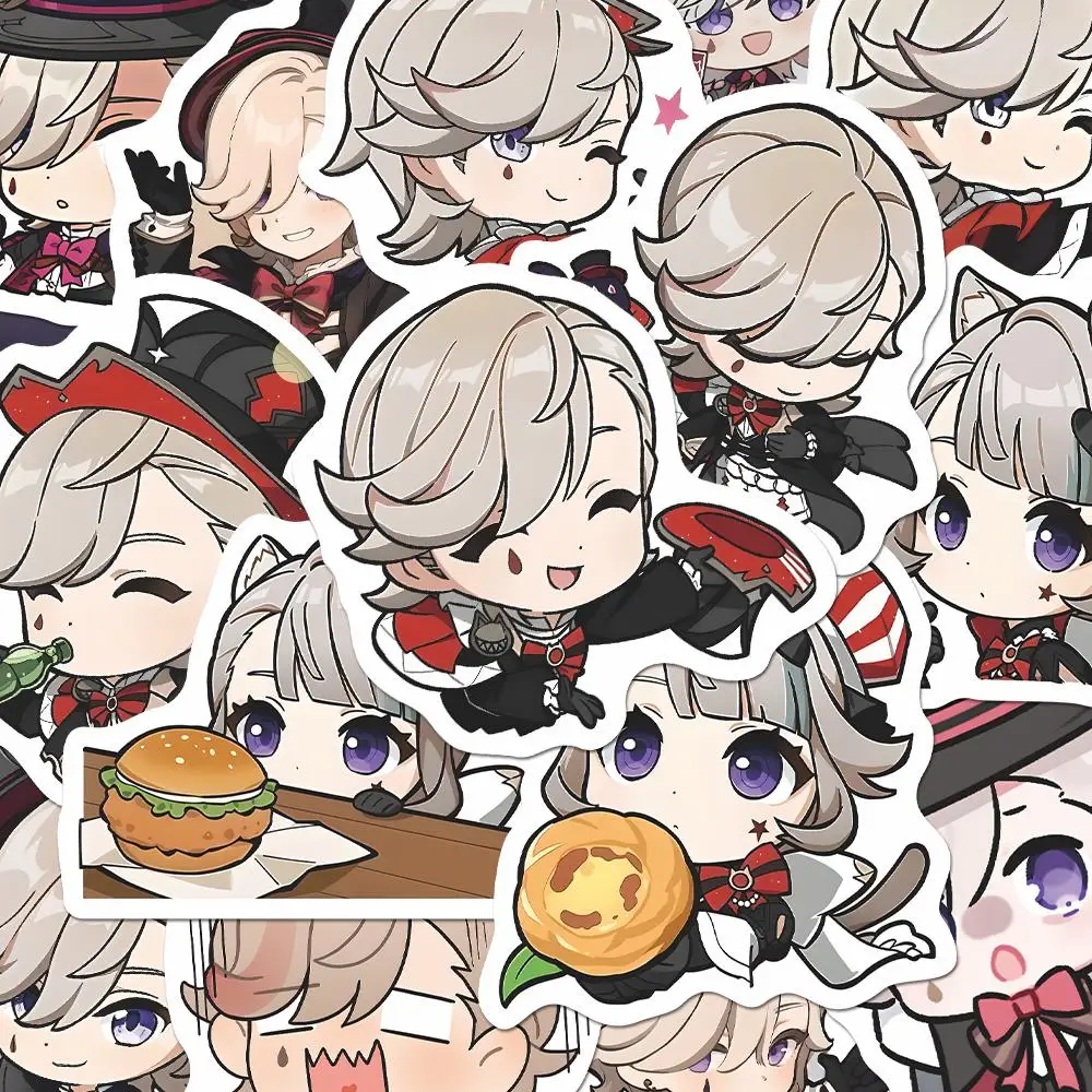 55 قطعة من ملصقات Genshin Impact Lyney اللطيفة للكمبيوتر والهاتف المحمول DIY ملحقات ألعاب الديكور للأولاد ملصق لعبة هدية #3