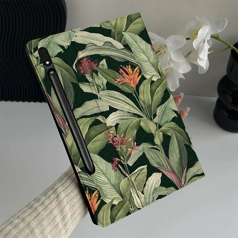 

Tropical Leaf Flower Pattern Tablet Case For Samsung Galaxy Tab S7 S8 S9 S10 FE Lite Gift