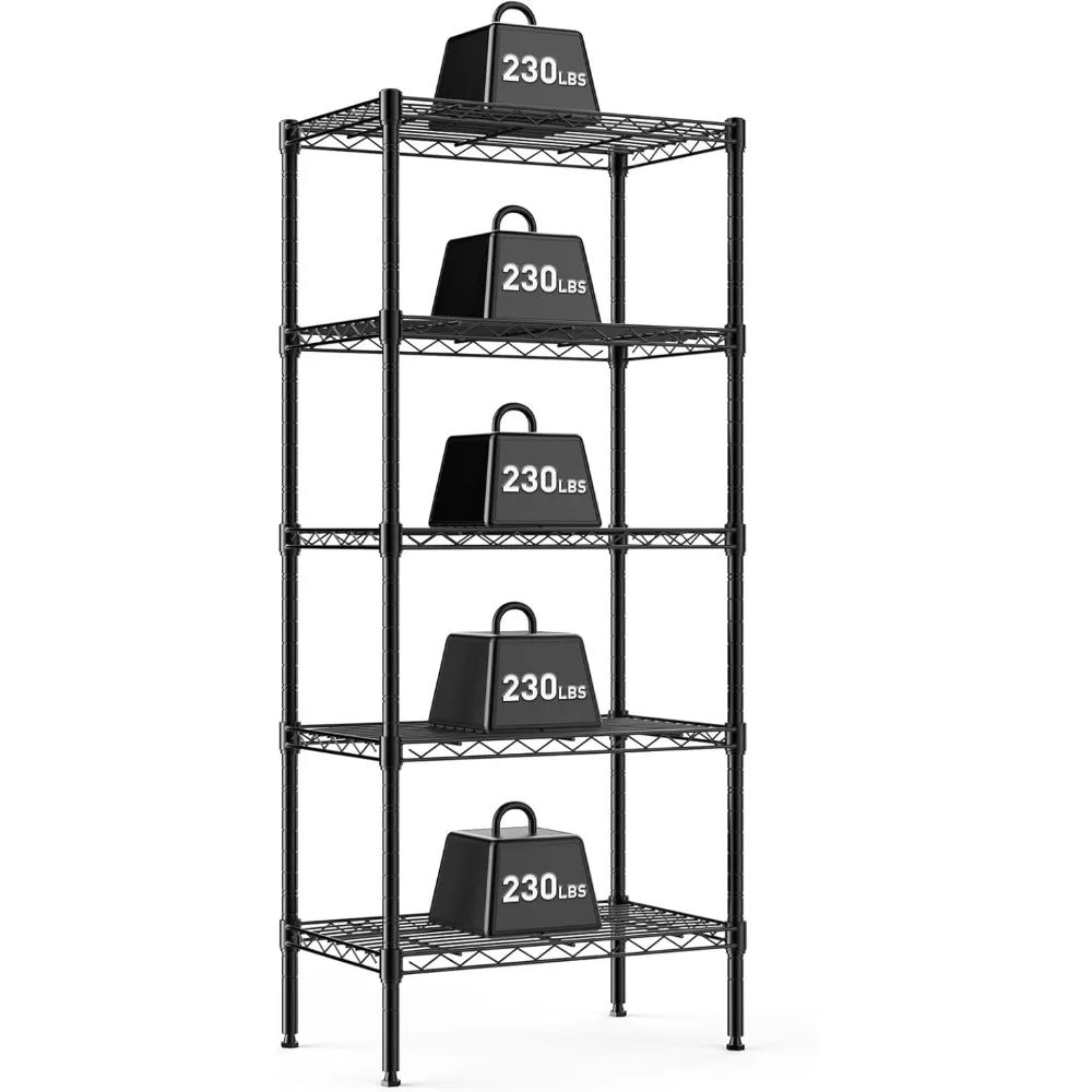 

Adjustable 5 Tier Metal Wire Storage Shelves Heavy Duty Steel Shelving Unit for Kitchen Pantry Garage