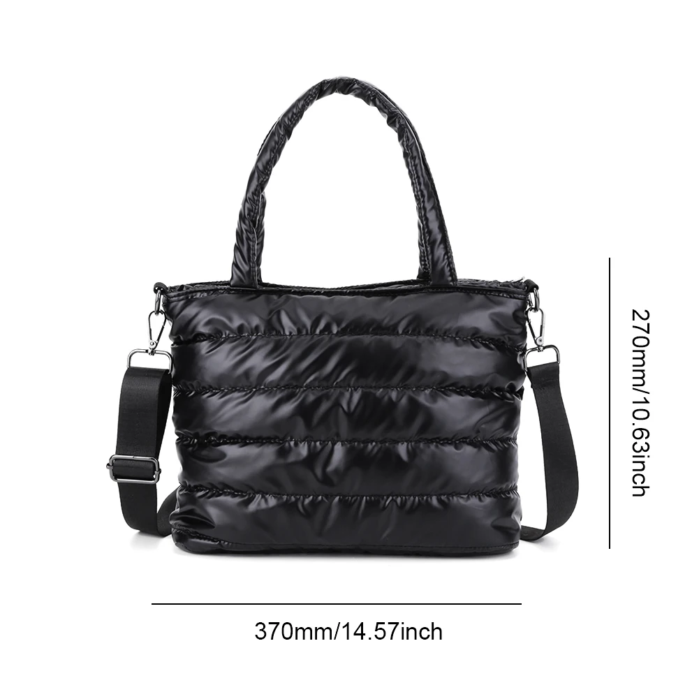 Women Quilted Tote Handbag Versatile Down Hobo Bag Lightweight Puffy Crossbody Bag Large Capacity Casual Winter Commuting Bag