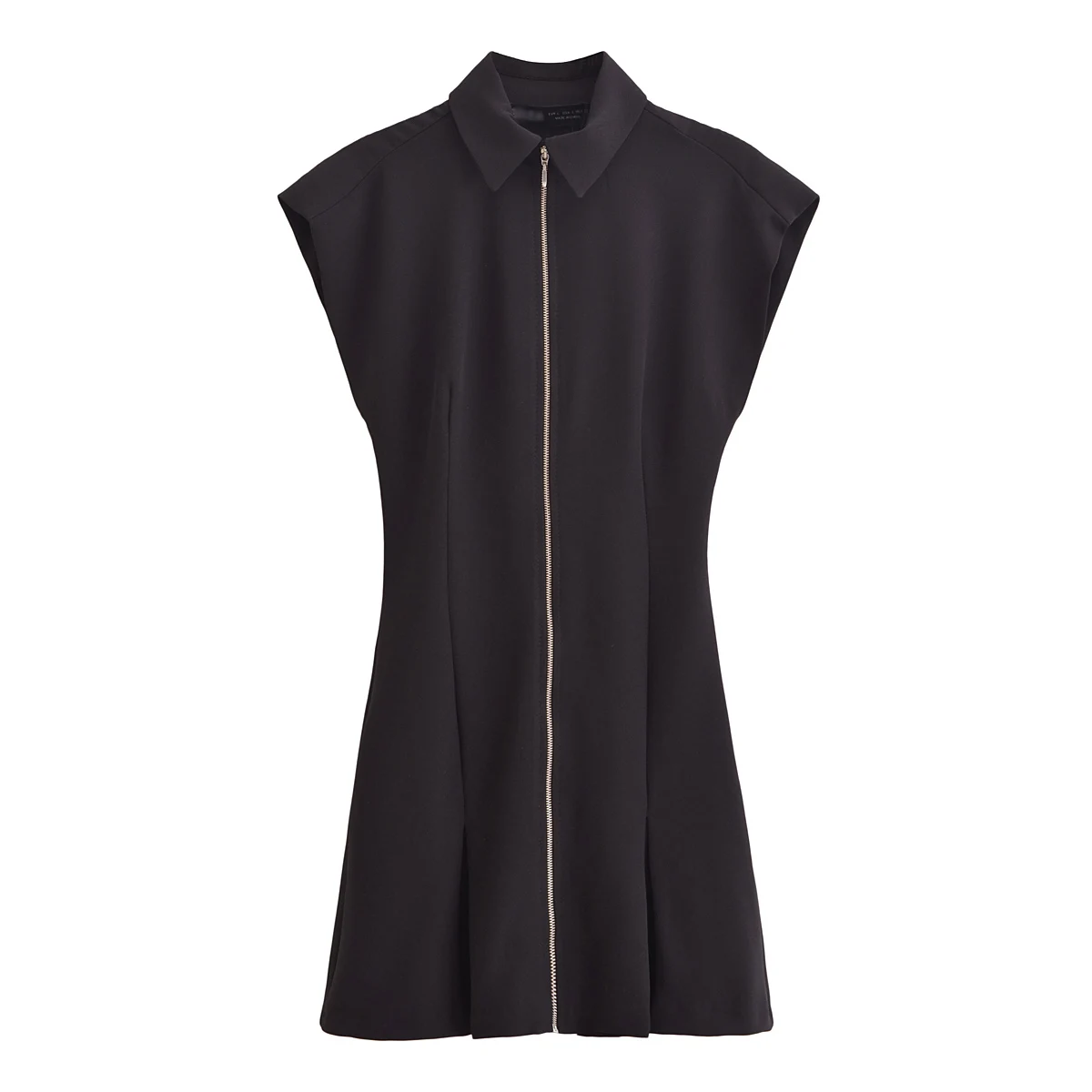 Tangada 2025 Summer Women Black Dress Female Zipper Dresses 6P098