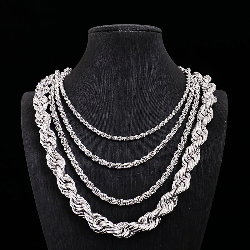 Provence 925 Sterling Silver Twisted Chain Necklace for Women Hip Hop Layered Jewelry Gift for Man