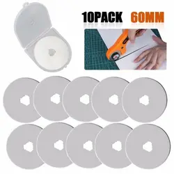 10Pcs 60mm Rotary Cutter Blades Patchwork Sewing Fabric Paper Cutting Spare Blade Cutting Leather Crafts For Hand Rotary Cutter