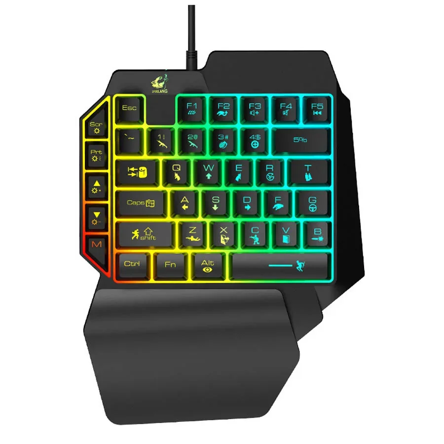 Teclado de una mano para teléfono móvil, accesorio mecánico con retroiluminación, resistente al agua, 35 teclas, gran oferta