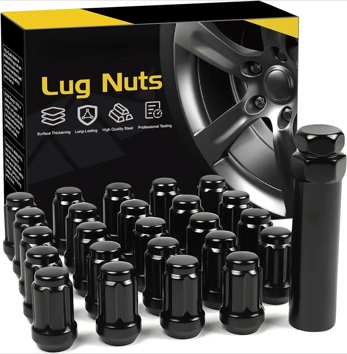 

24pcs M12x1.25 Lug Nuts - Replacement for 2005-2015 Armada, 2004-2019 Titan, 1995-2004 Pickup Aftermarket Wheel Black