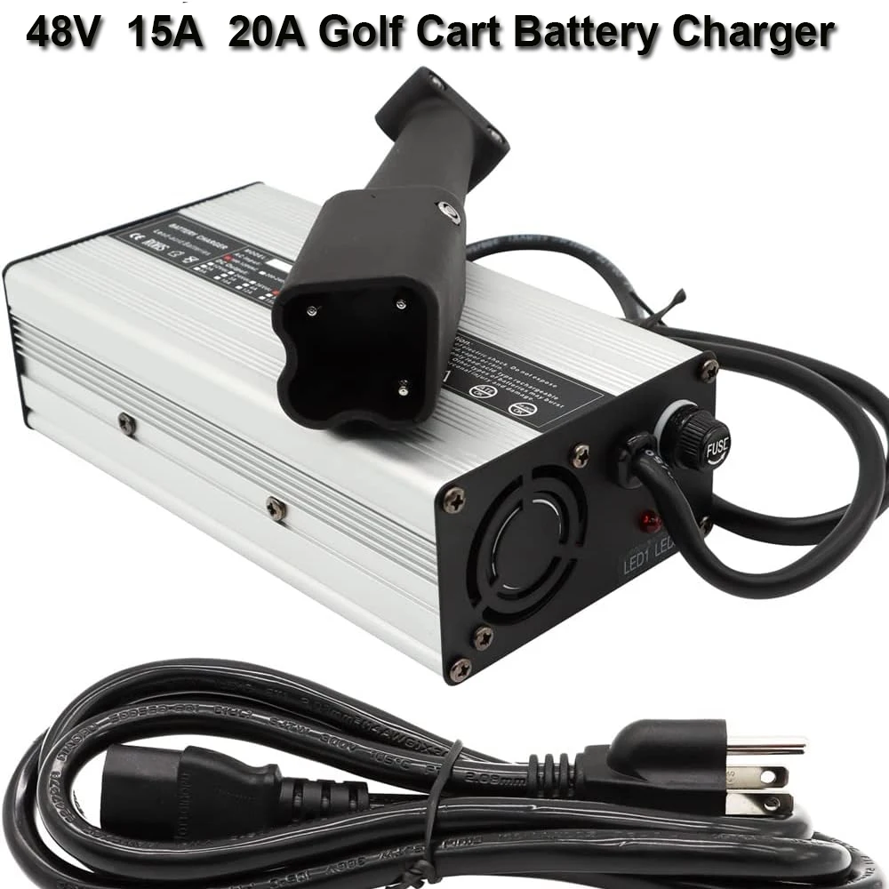 

48V 15A Golf cart Battery Charger for 48 Volt 15Amp Yamaha G29 Drive & Drive 2 G29/Drive 2007-Up, with 3-pin Leaf Plug,