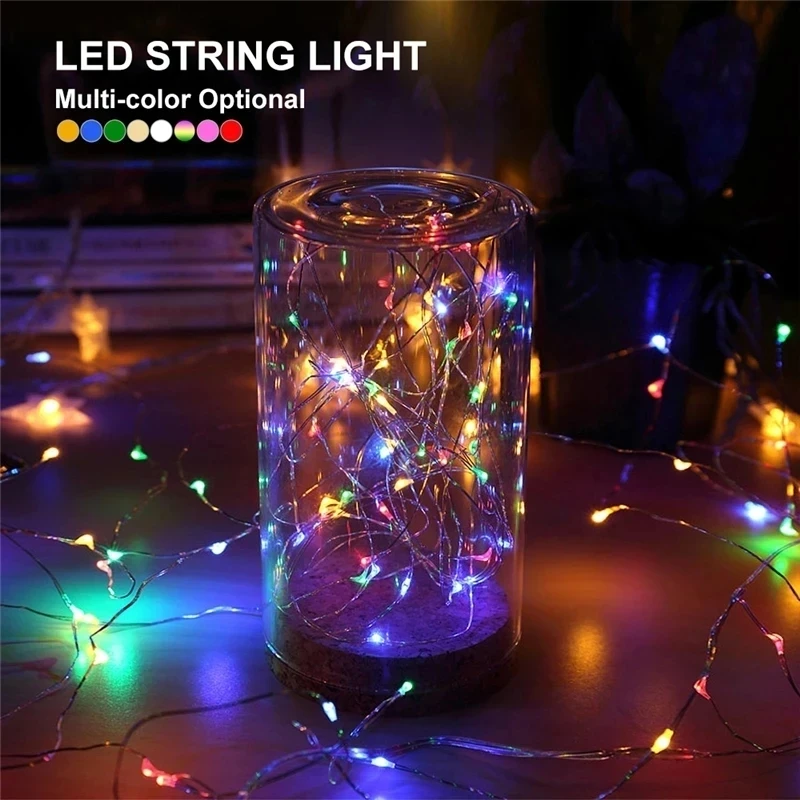 Kawat Perak Peri Karangan Bunga Lampu 2M 20 LED LED Tali Lampu Natal Pernikahan Dekorasi Pesta Rumah Didukung Oleh Baterai CR2032