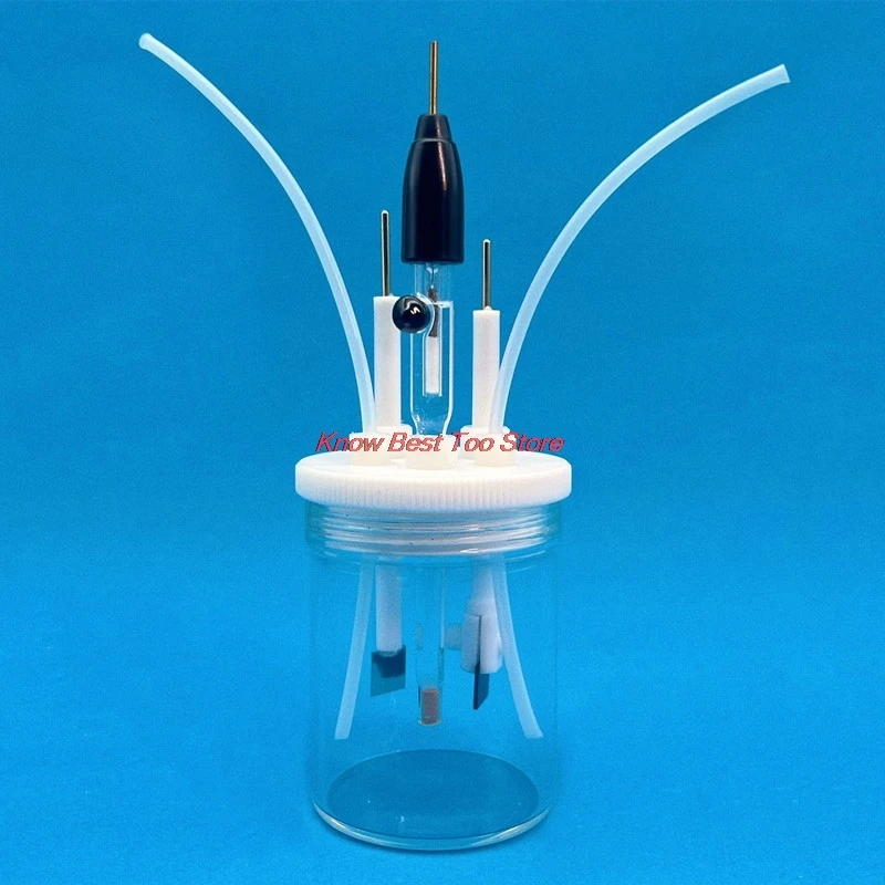 1PCS Electrolytic Cell. C001 Sealed Cell. Straight Five Port Sealed Electrolyzer. Three Electrode Electrochemical Cell.