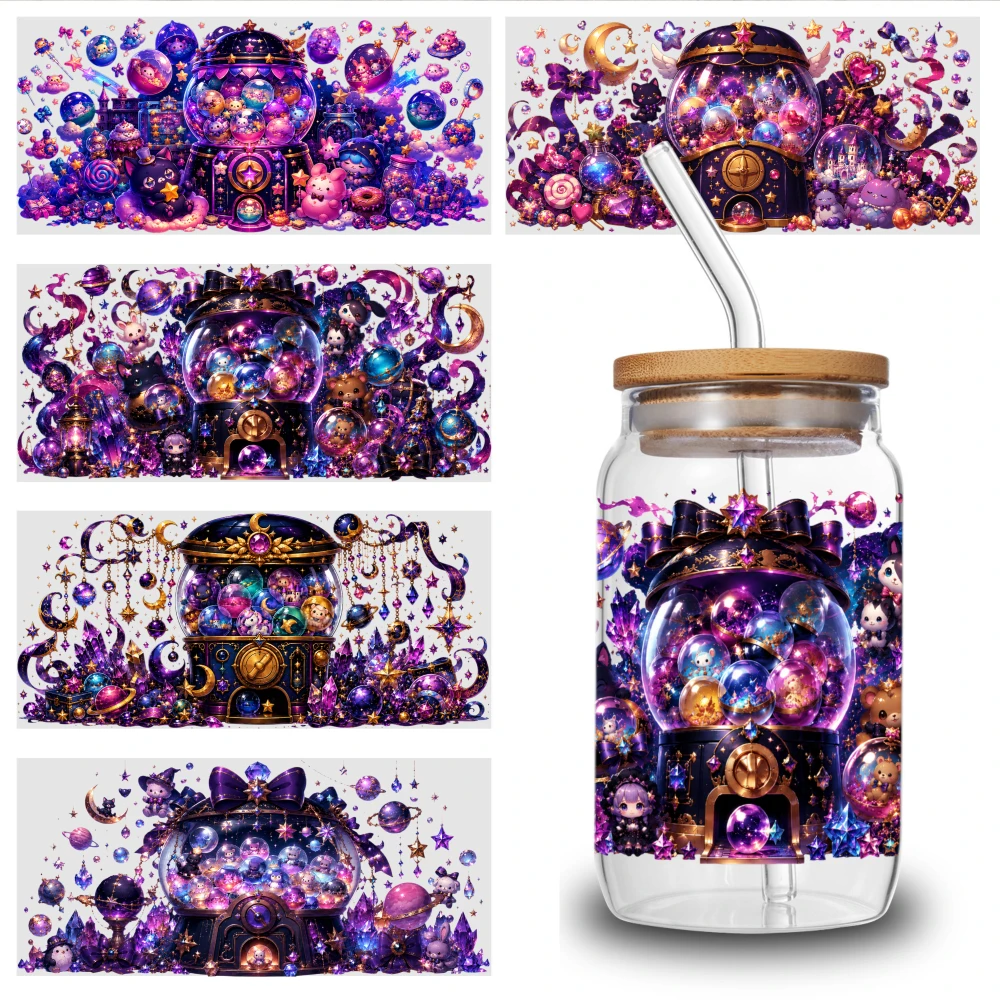 5 Sheets Mystical Gumball Machine UV DTF Stickers Transfer Sticker Decal Waterproof Decals for 16 oz Tumbler