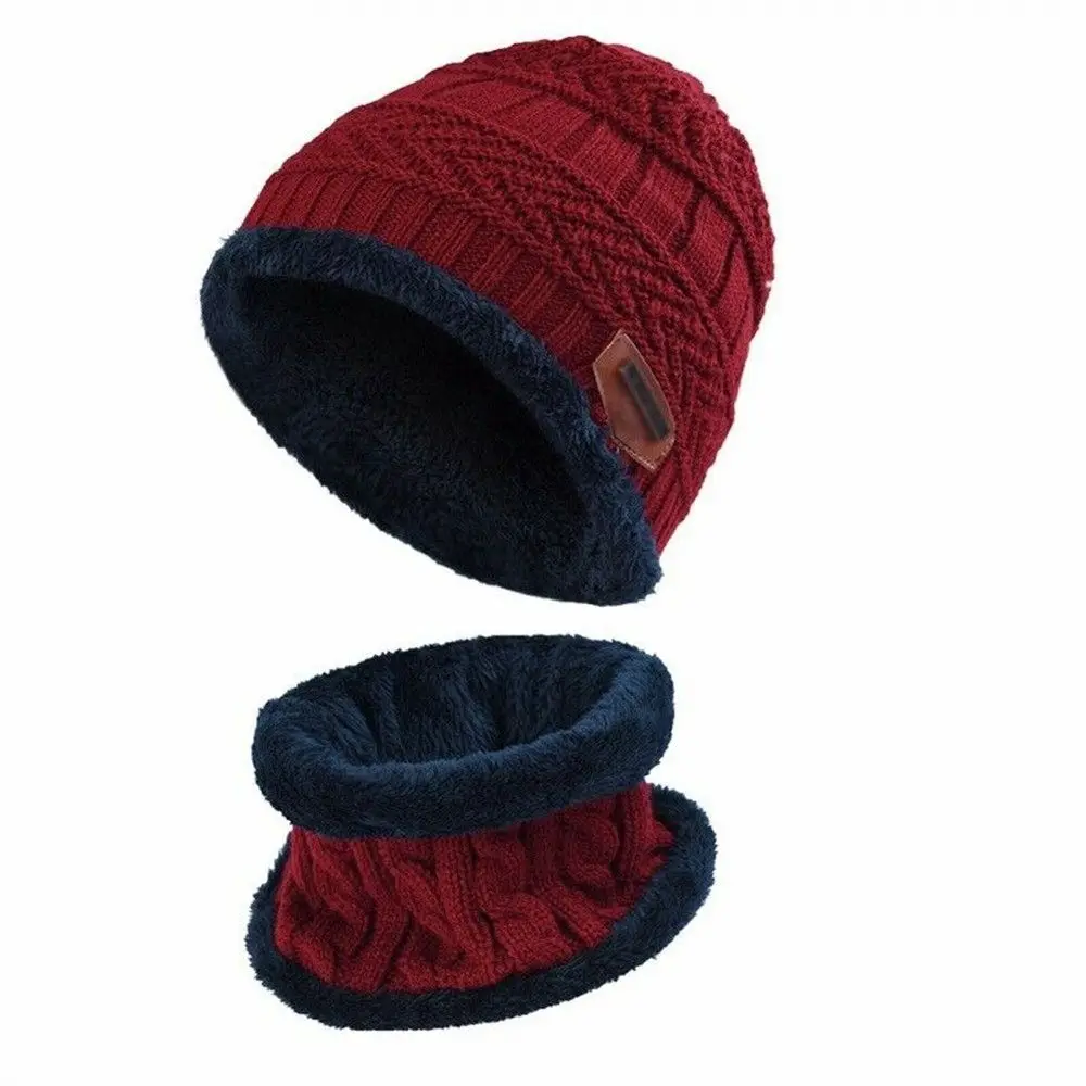 Winter Knitted Hat Children Plus Velvet Warm Scarf One-piece Cap Thickened Wool Cap Girls Ear Protection Kids Cold-proof Hat